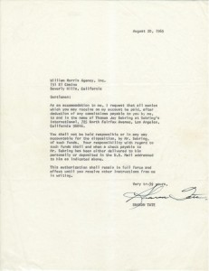 Sharon Tate Signed Letter