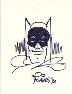 SIGNED SKETCH DRAWN BY BOB KANE OF BATMAN