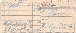 JFK RECEIPTS