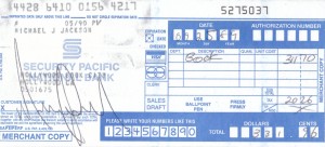 MICHAEL JACKSON AUTOGRAPHED RECEIPT MICHAEL JACKSON RECEIPT