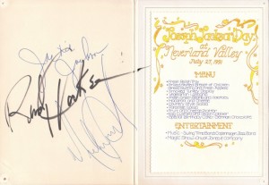 MICHAEL JACKSON AUTOGRAPHED MENU