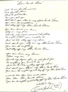 CARL PERKINS BLUE SUEDE SHOES HANDWRITTEN LYRICS CARL PERKINS BLUE SUEDE SHOES HANDWRITTEN LYRICS