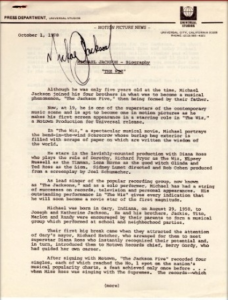 MICHAEL JACKSON SIGNED PRESS RELEASE MICHAEL JACKSON SIGNED PRESS RELEASE