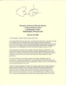 Barack Obama Autographed Speech
